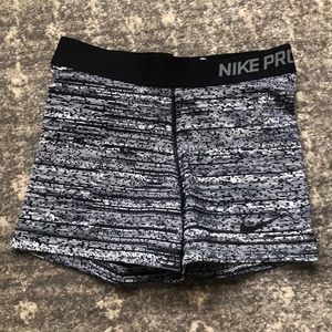 Black and white nike pro shorts